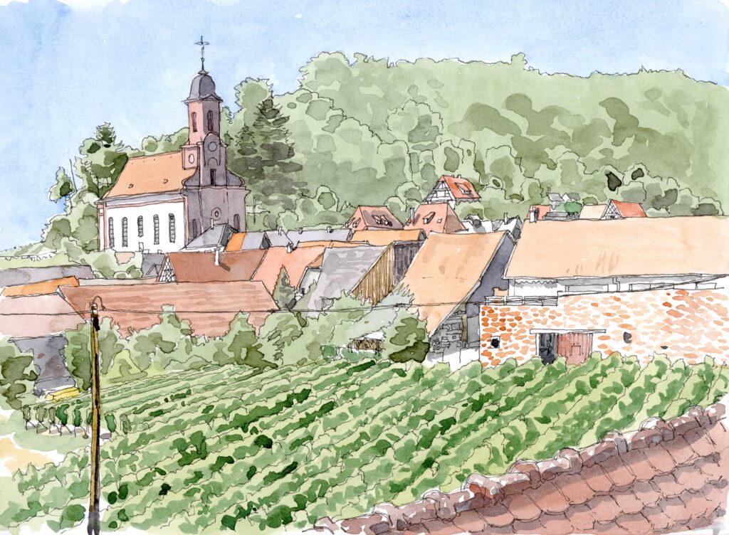 Orschwiller, depuis la fenêtre de toit de notre logement